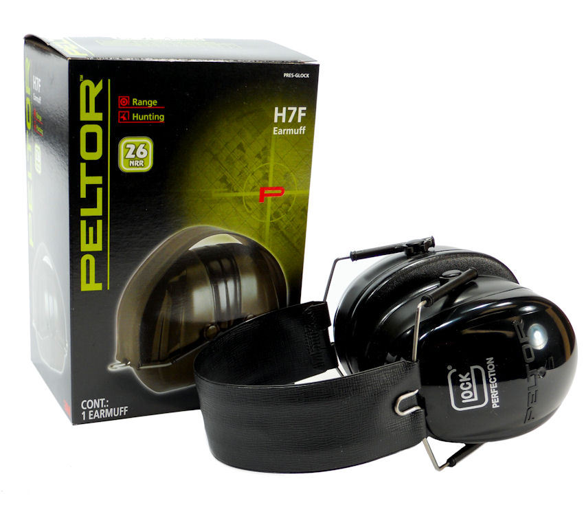 GLOCK Ear Muffs By Peltor with Glock Logo NRR26 Black Side Arm Sams