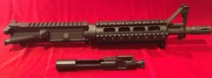 NEW UNFIRED AR-15 10-1/2 Flat Top Upper Receiver, Quad Rail Hand Guard, Front Sight Post, M16 Bolt Carrier Group by Andro Industries